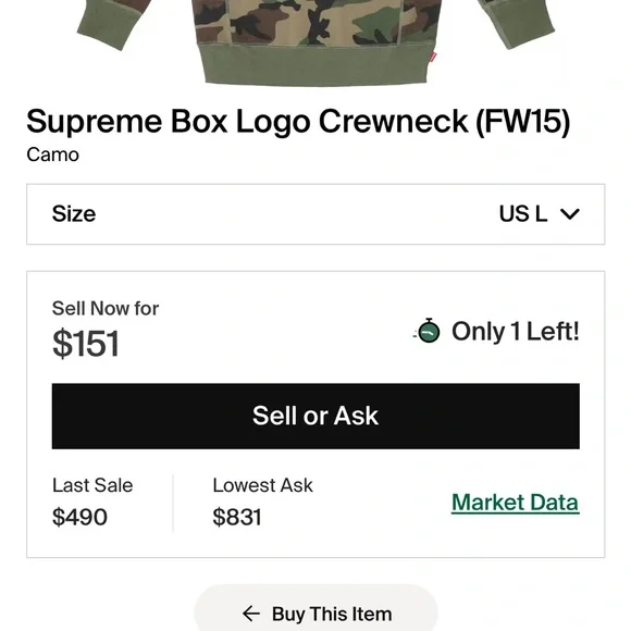 Supreme Green Crewneck Sweater with Camouflage Design